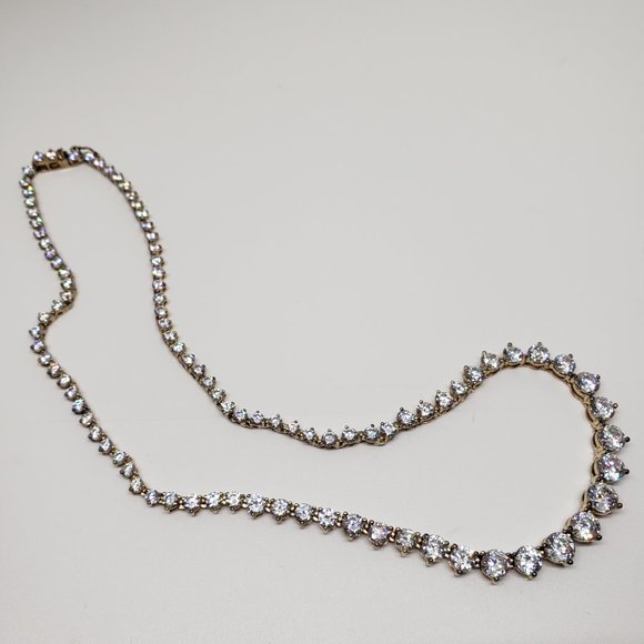 18K Silver Diamonart Graduated Stone 17.5" Necklace - Picture 6 of 10